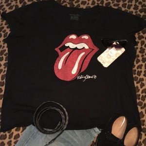 The Rolling Stones scoopneck T-shirt in black